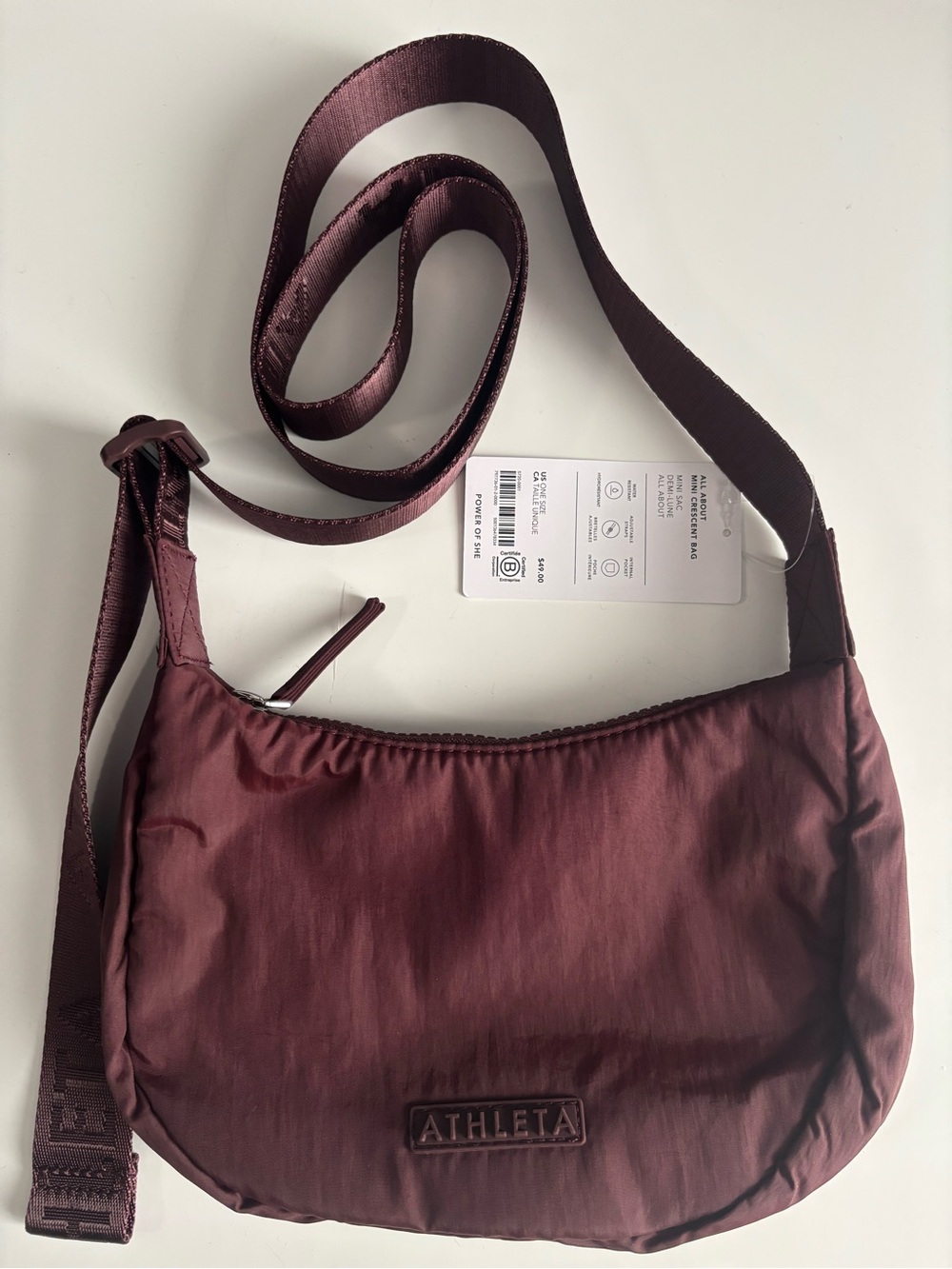 NWT All About Mini Crescent Athleta Deep Burgundy/Merlot Crossbody Shoulder Bag